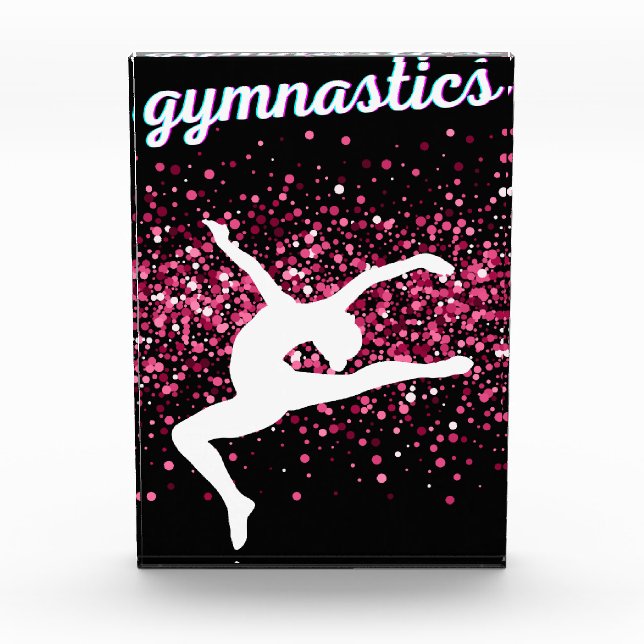 Gymnastik Leap Pink Glitzer Fotoblock (Vorderseite)