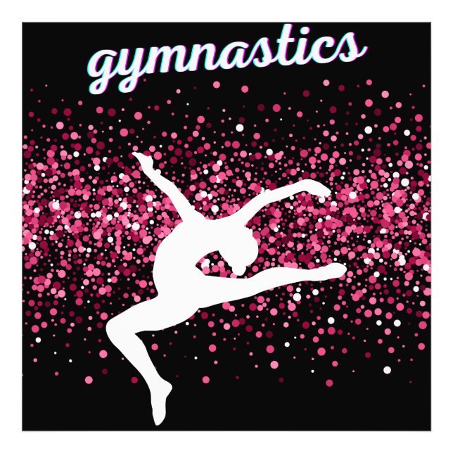 Gymnastik Leap Pink Glitzer Fotodruck (Vorne)