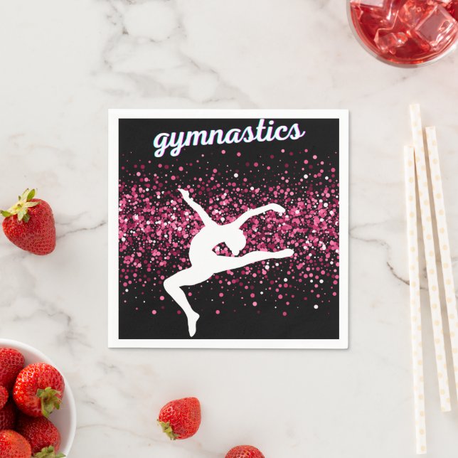 Gymnastik Leap Pink Glitzer Serviette (Beispiel)