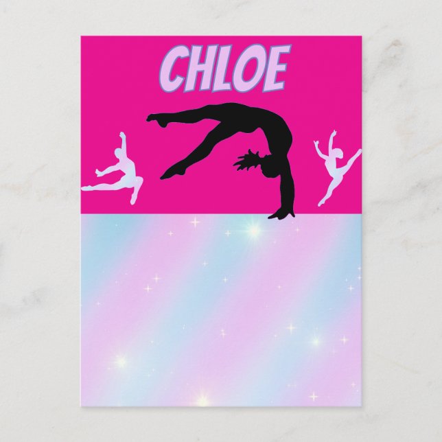 Gymnastik Lila Lilac Hot Pink Baby Blue Pastell Postkarte (Vorderseite)