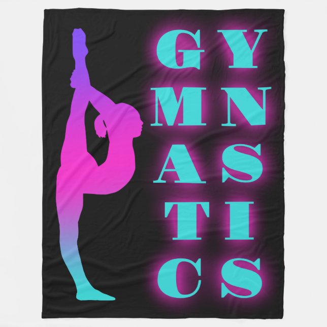 Gymnastik Lila Rosa Türkis Ombre Fleecedecke (Vorderseite)
