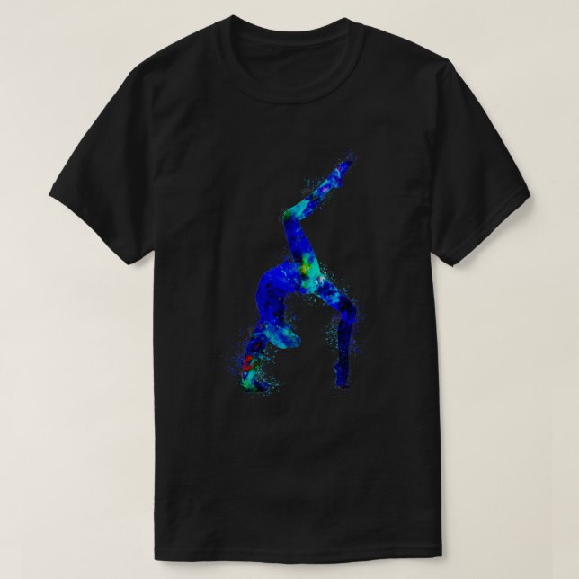 Gymnastik Mädchen akrobatische Sportkunst buntes W T-Shirt (Design vorne)