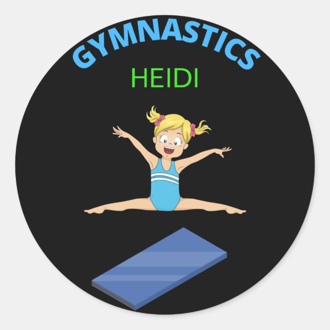 Gymnastik Mädchen Aufkleber personalisiert. (Vorderseite)