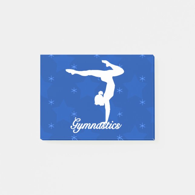 Gymnastik-Mädchen-blaue Sterne Post-it Klebezettel (Vorderseite)