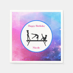 Gymnastik Mädchen Geburtstag Pink & Blue Napkins Serviette