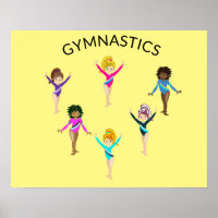 Gymnastik Mädchenposter mit 6 Gymnast