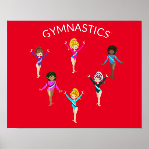 Gymnastik Mädchenposter mit 6 Gymnast Poster