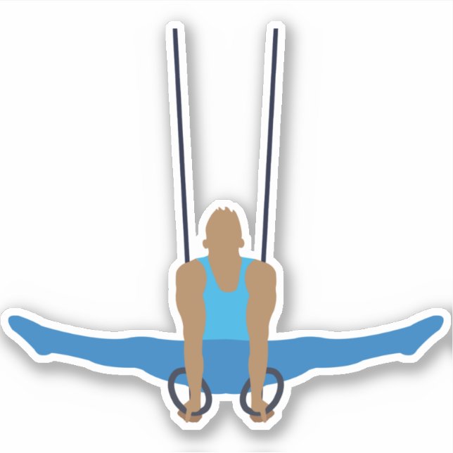 Gymnastik Male Gymnast Rings Aufkleber (Vorderseite)