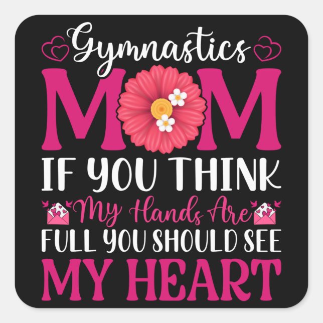 Gymnastik Mama Quadratischer Aufkleber (Vorderseite)