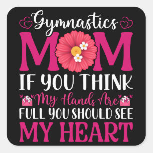 Gymnastik Mama Quadratischer Aufkleber