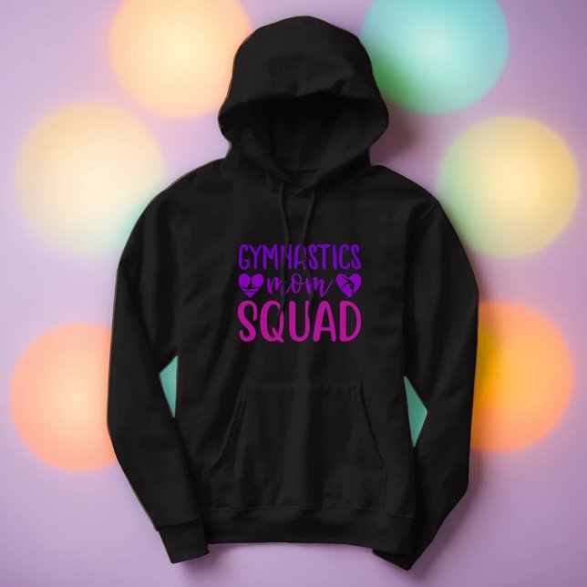 Gymnastik Mama Zitat/ Rosa und Lila Text Hoodie (Von Creator hochgeladen)