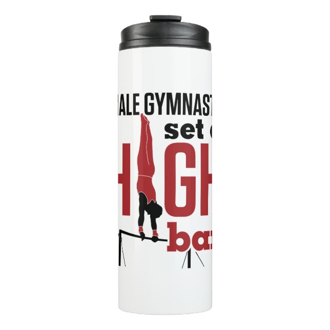 Gymnastik Männer und Frauen Set a Hoch Bar Thermosbecher (Vorderseite)