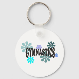 Gymnastik mit blauen Blumen Schlüsselanhänger