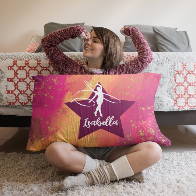 Gymnastik Monogram Name Gold Glitzer Kissenbezug (Von Creator hochgeladen)