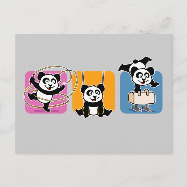 Gymnastik Pandas Postkarte (Vorderseite)