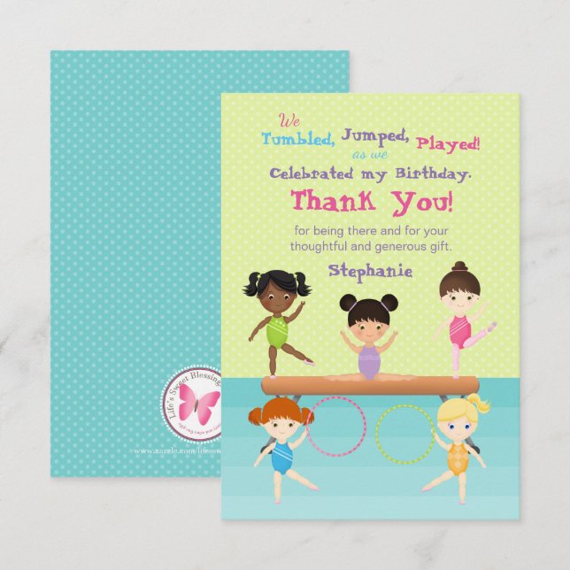 Gymnastik Party Einladung (Vorne/Hinten)