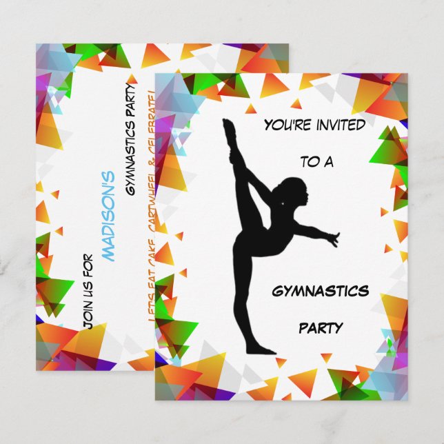 Gymnastik Party Einladung (Vorne/Hinten)