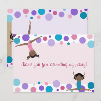 Gymnastik Party Flat Danke in Aqua und Pinks Einladung