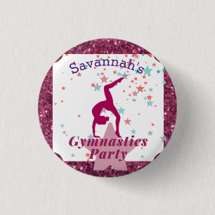 Gymnastik Party Glitzer & Stars Button