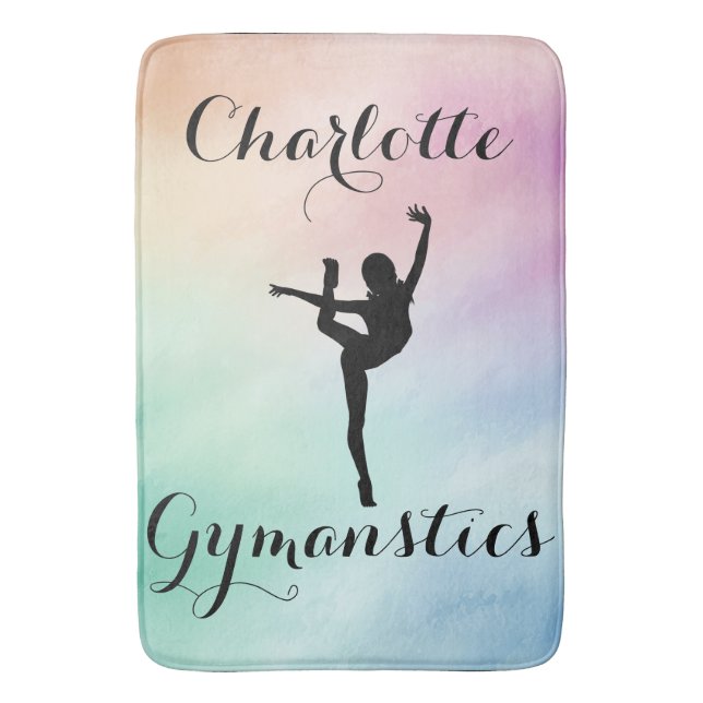 Gymnastik Pastel Lila Green Personalisiert Badematte (Vorderseite Vertikal)