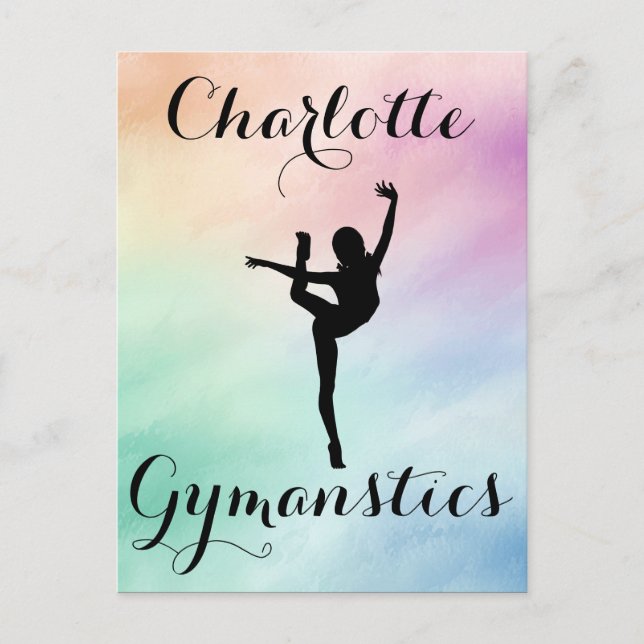 Gymnastik Pastel Lila Green Personalisiert Postkarte (Vorderseite)