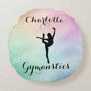 Gymnastik Pastel Lila Green Personalisiert Rundes Kissen