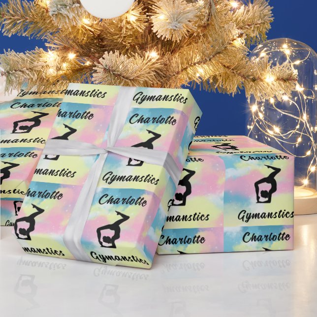 Gymnastik Pastell Pink Blau Gelb Personalisiert Geschenkpapier (Feiertage)