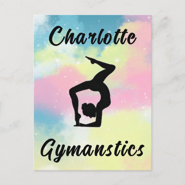 Gymnastik Pastell Pink Blau Gelb Personalisiert Postkarte (Vorderseite)
