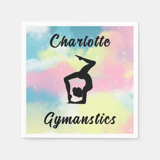 Gymnastik Pastell Pink Blau Gelb Personalisiert Serviette (Vorderseite)