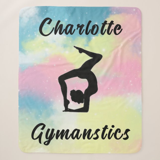 Gymnastik Pastell Pink Blau Gelb Personalisiert Sherpadecke (Vorderseite)