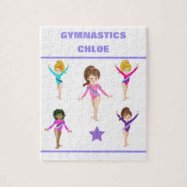 Gymnastik personalisiert Gymnastik Mädchen-Puzzle. (Vertikal)