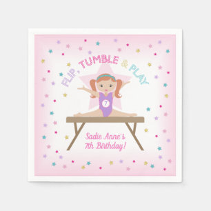 Gymnastik Pink Hair Gymnastik Jump Birthday Party Serviette