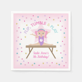 Gymnastik Pink Hair Gymnastik Jump Birthday Party Serviette