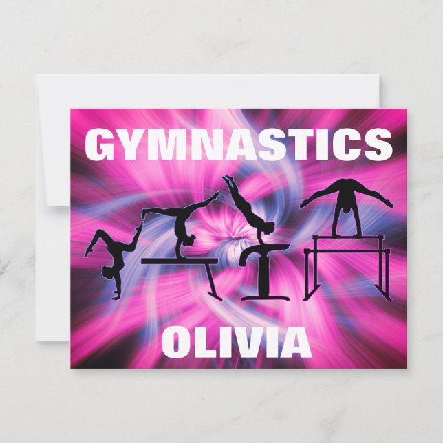 Gymnastik Pink & Lila Swirt Karte (Vorderseite)