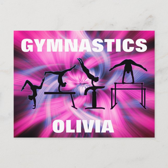 Gymnastik Pink & Lila Swirt Postkarte (Vorderseite)