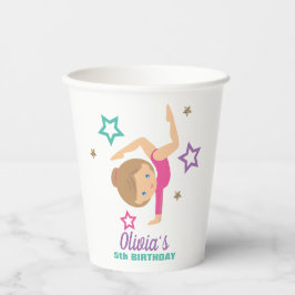 Gymnastik Pink Lila Türkis Girl Birthday Pap Pappbecher