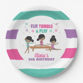 Gymnastik Pink Lila Türkis Girl Birthday Pap Pappteller