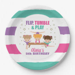 Gymnastik Pink Lila Türkis Girl Geburtstag Pappteller