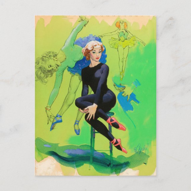 Gymnastik PinUp Postkarte (Vorderseite)