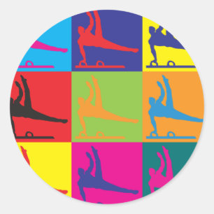 Gymnastik-Pop-Kunst Runder Aufkleber