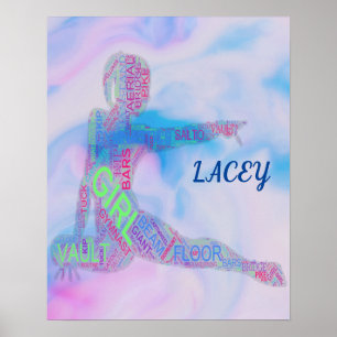 Gymnastik Poster mit personalisiertem Namen.
