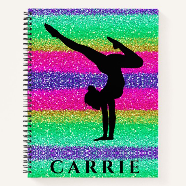 Gymnastik Rainbow Sparkle SpiralNotebook Notizbuch (Vorderseite)
