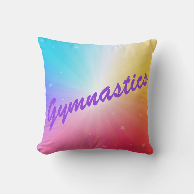 Gymnastik Rainbow Stars Kissen mit ihrem Namen! (Vorderseite)