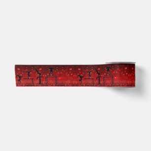 Gymnastik Ribbon Rot und Schwarz Satinband