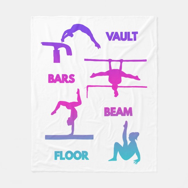 Gymnastik Rosa Lila türkisfarbene Vault-Bars Fleecedecke (Vorderseite)