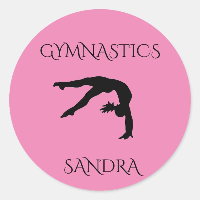Gymnastik rosa Rundkleber. Personalisieren Sie den Runder Aufkleber (Vorderseite)