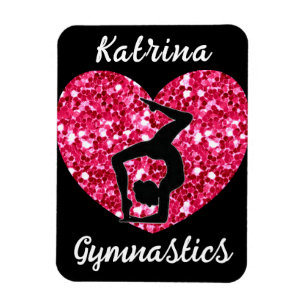 Gymnastik Schwarz und Heiß Rosa Personalisiert Magnet