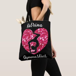 Gymnastik Schwarz und Heiß Rosa Personalisiert Tasche