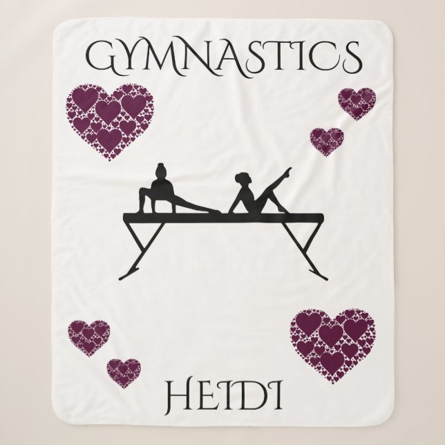 Gymnastik Sherpa Decke mit personalisiertem Namen. Sherpadecke (Vorderseite)