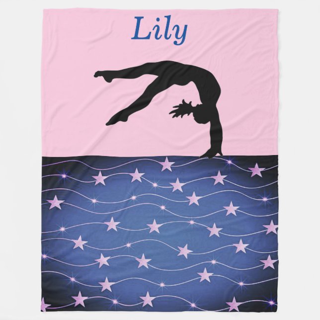 Gymnastik Sterne Rosa und Blau Personalisiert Fleecedecke (Vorderseite)